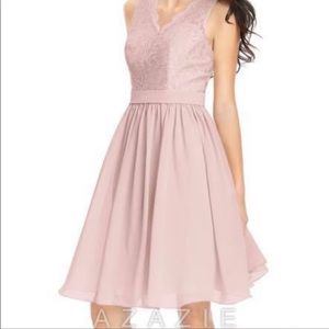 AZAZIE Formal Prom Wedding Sleeveless V Neck Lace Chiffon Short Dress Sz 12